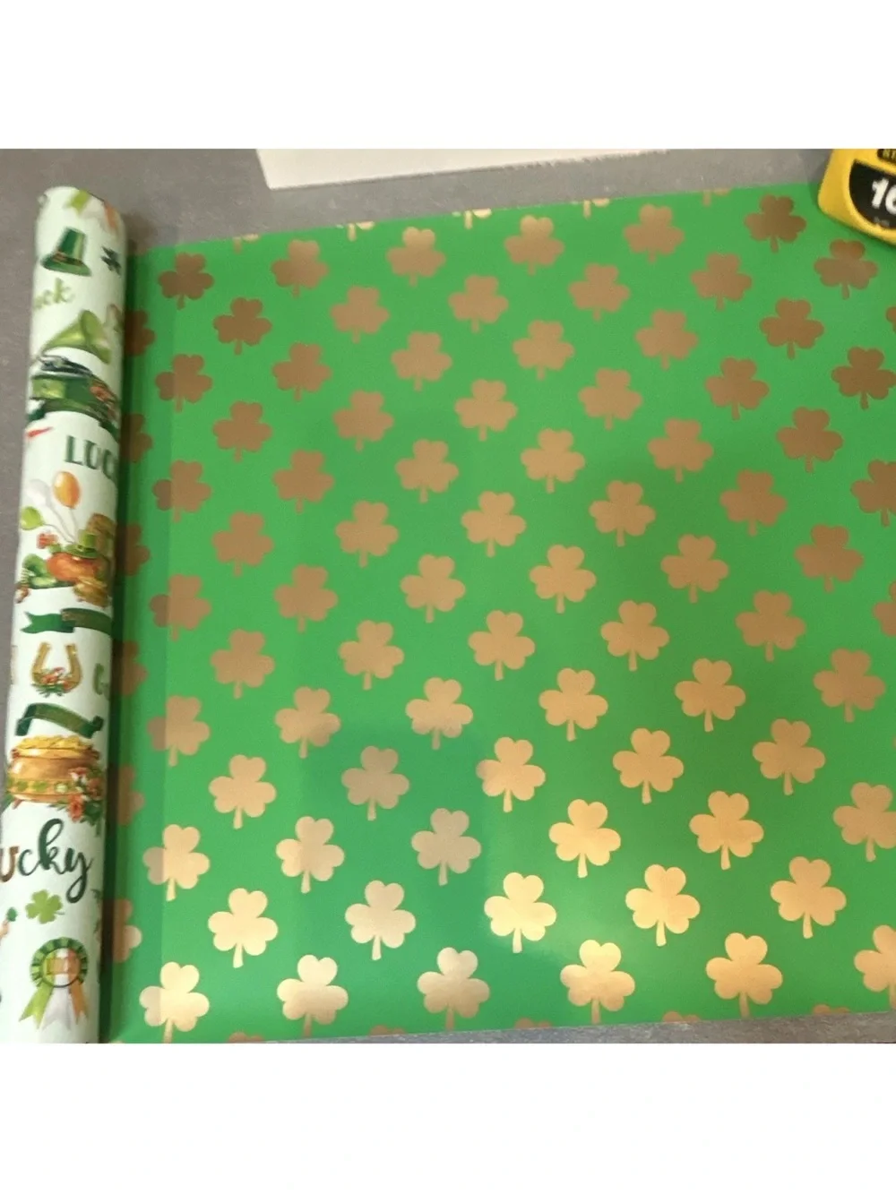 Festive St. Patrick's Day Reversible Lucky Green and Gold Gift Wrap